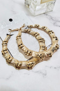 AVE Bamboo Gold Hoop Earrings