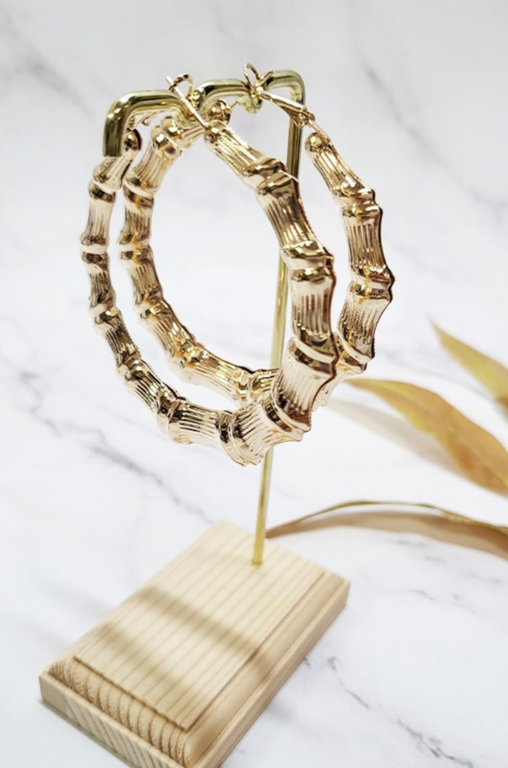 AVE Bamboo Gold Hoop Earrings