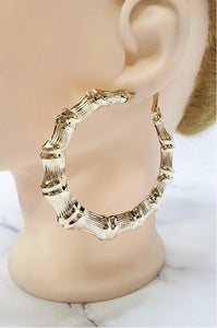 AVE Bamboo Gold Hoop Earrings