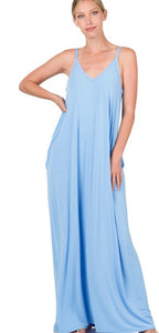 CAMI V-NECK MAXI DRESS |SPRING BLUE