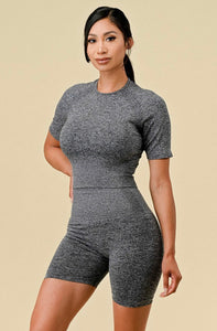 BRONX 2PC SCRUNCH BUTT SEAMLESS SET |GREY