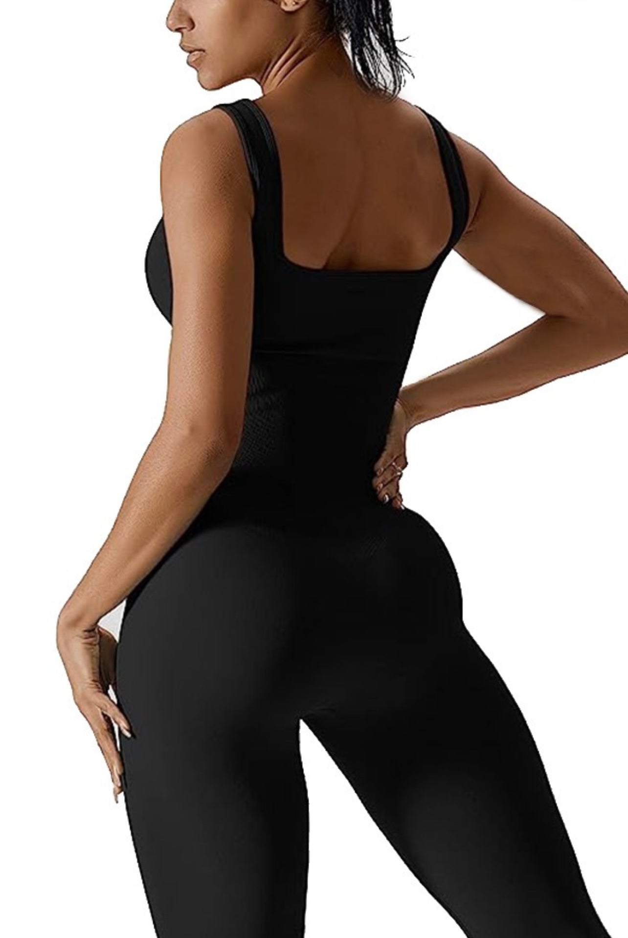 Seamless Ribbed Tank Jumpsuit |BLACK