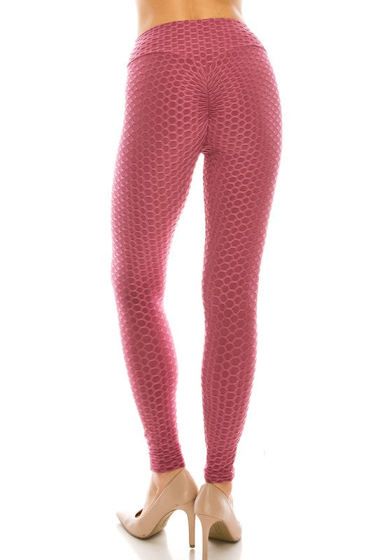 Scrunch Popcorn Leggings-Mauve