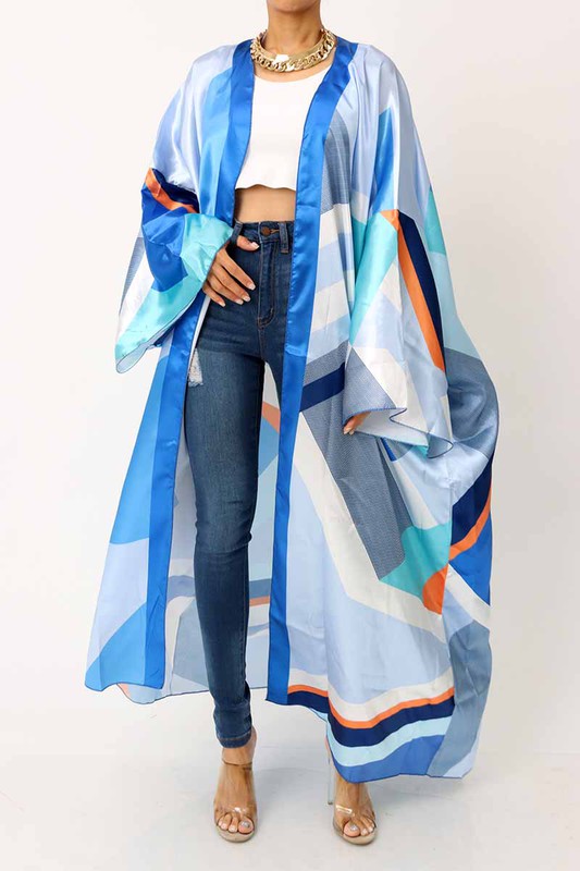 Blue Multi Color Kimono