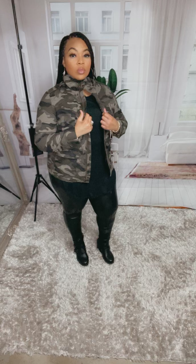 Nikki Camo Military Jacket - grey