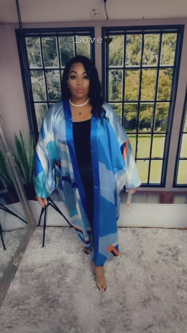 Blue Multi Color Kimono