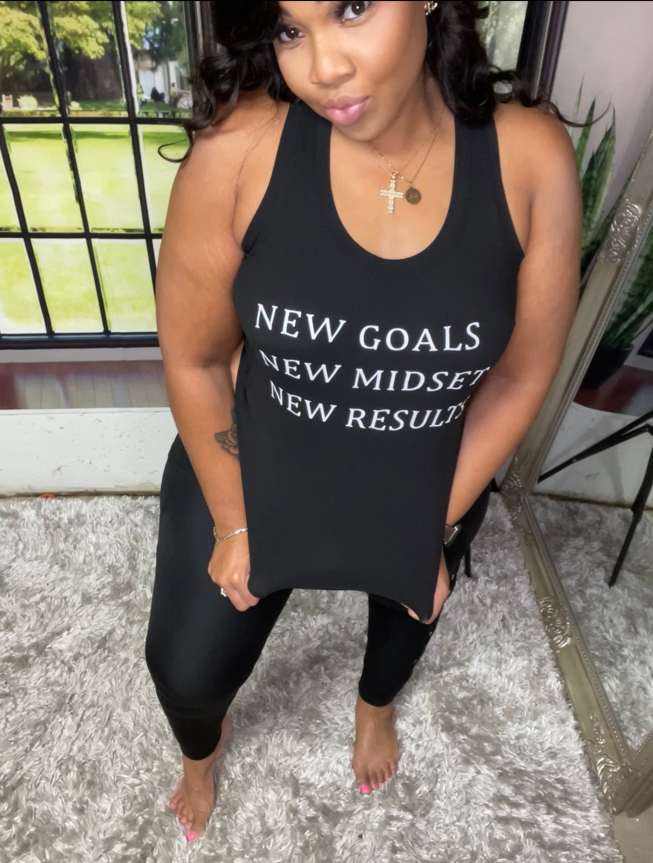 New Goals | Black Racerback Tank